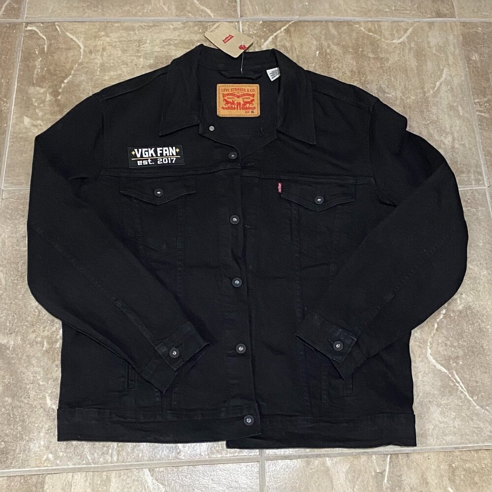 Men's black denim jacket with VGK patches